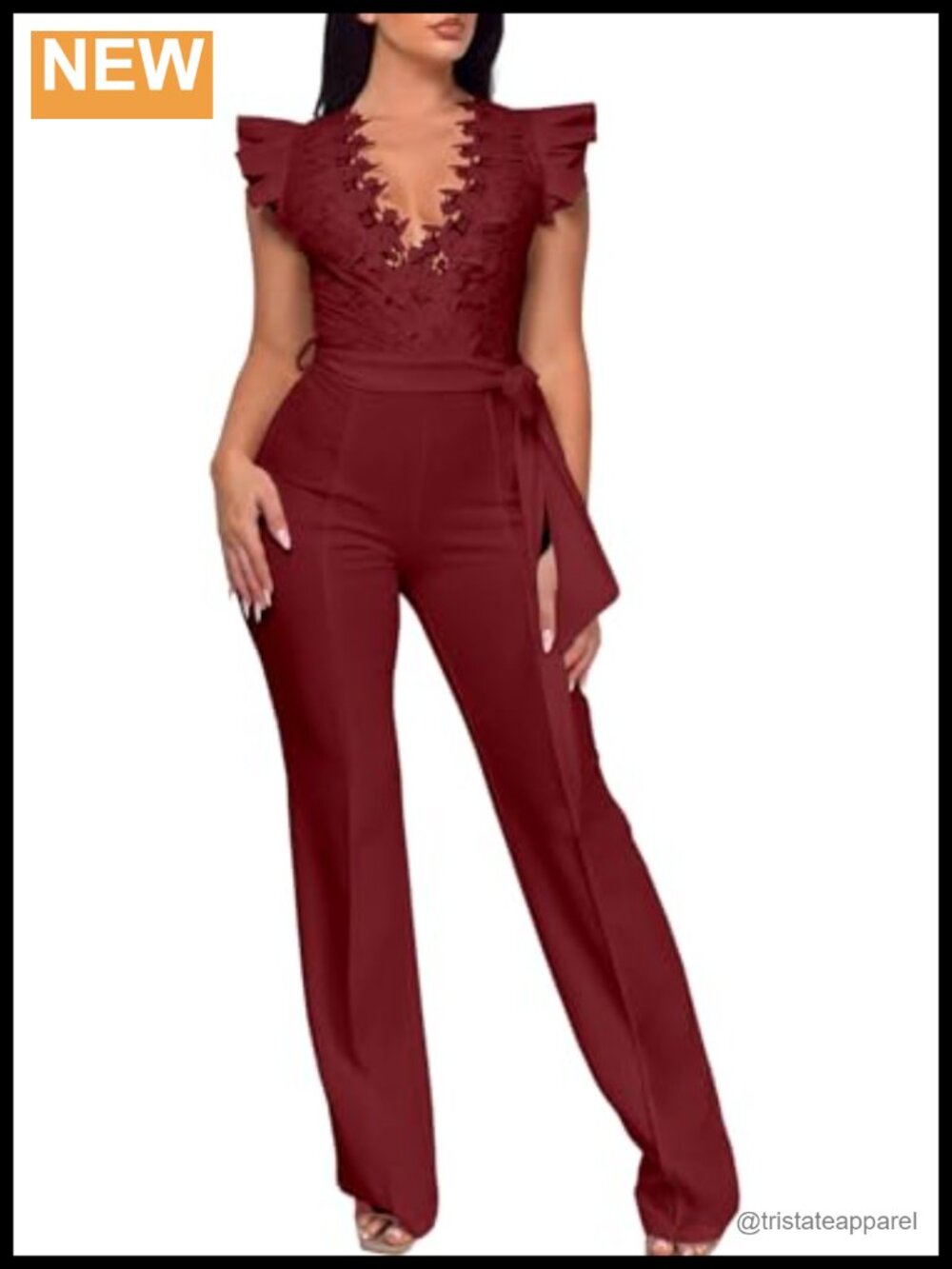 Plus Size Wide Leg Sleeveless Jumpsuit V-Neck Back Zipper Cocktail Party